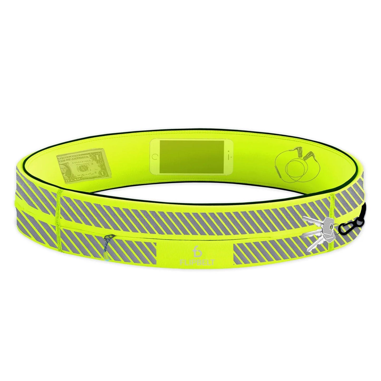 FlipBelt Zipper Reflective - FB0230 - NEOY - XS - Reflective Yellow - XS - FlipBelt Sweden