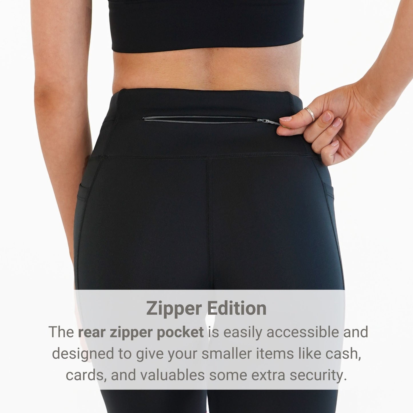 Women's Running Crops - FBCR10 - BLK - XS - Zipper Black - XS - FlipBelt Sweden