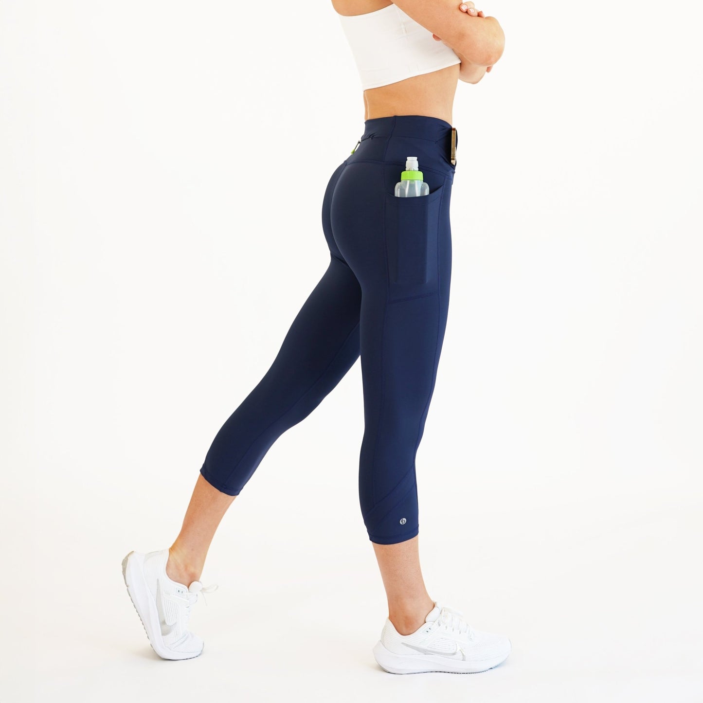 Women's Running Crops - FBCR10 - MBL - XS - Zipper Midnight Blue - XS - FlipBelt Sweden