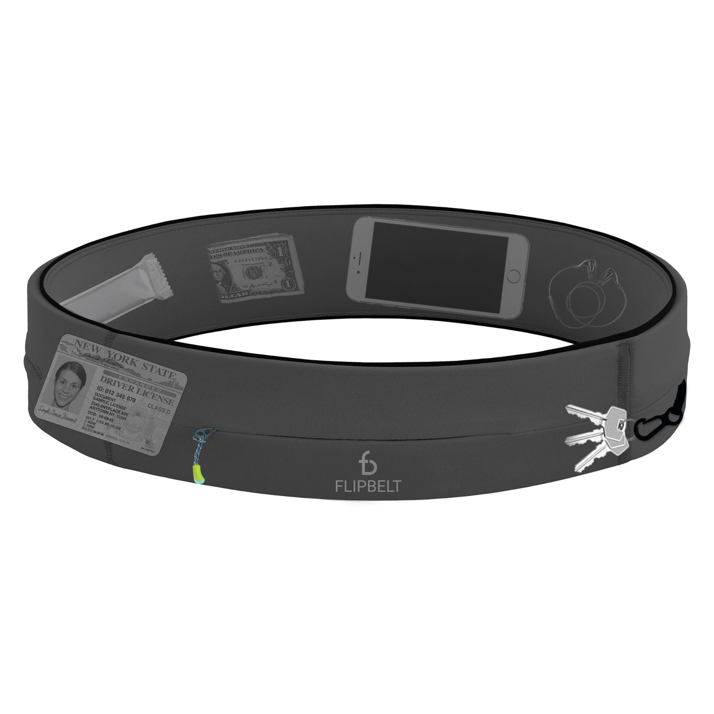 FlipBelt Zipper - FB0200 - CAR - XS - CARBON - XS - FlipBelt Sweden