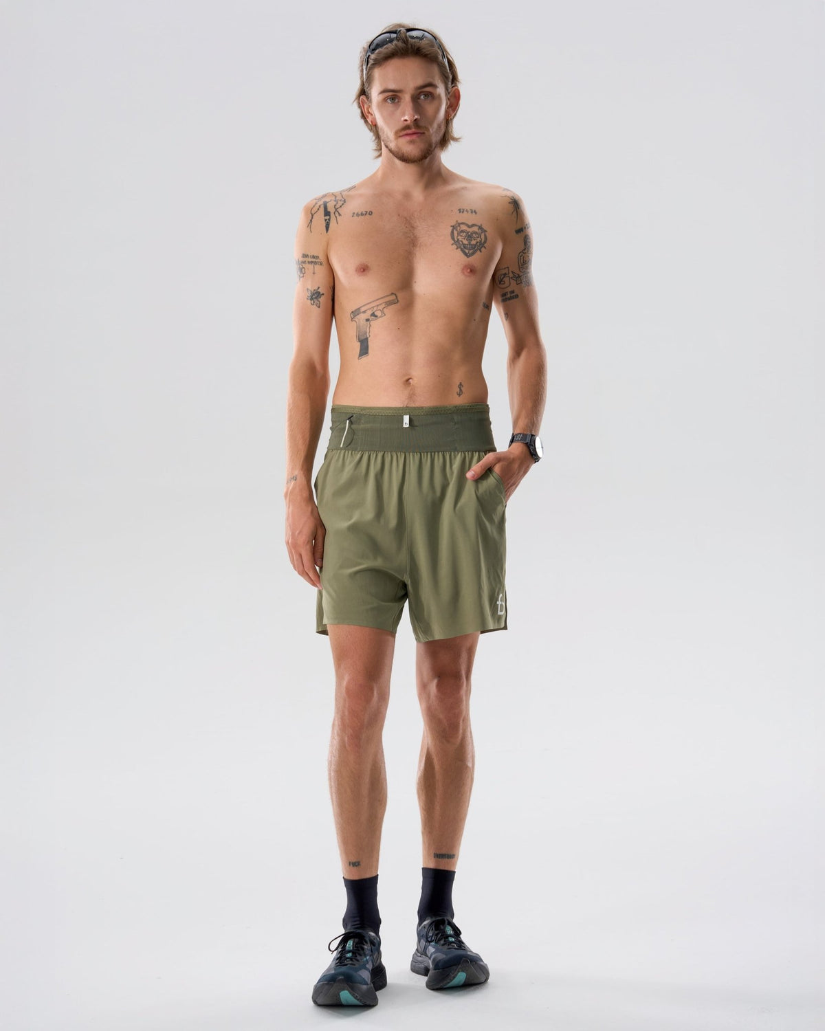 Men's Air Running Shorts - 6SMRS4-LGN-XS - Lichen-Green - XS - FlipBelt Sweden