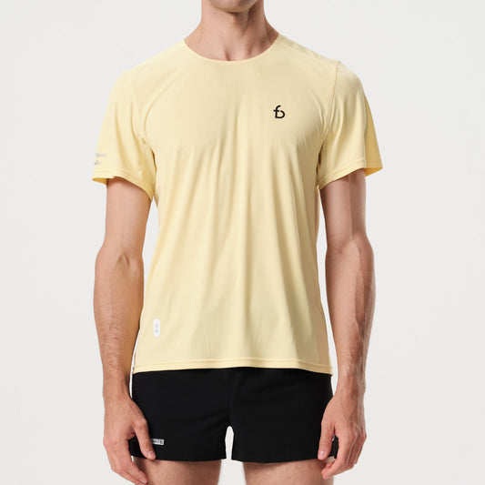 Men's Running Short Sleeve - FBCT03 - CLY - XS - Cloud - Yellow - XS - FlipBelt Sweden