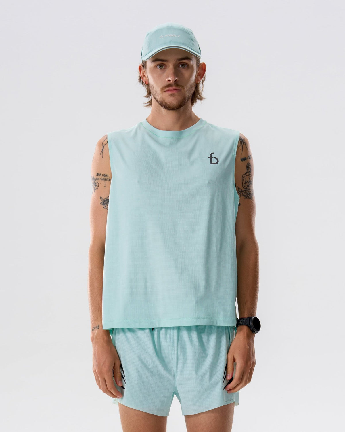 Men's Running Tank - 6SMVE4-CWA-XS - Clearwater-Aqua - XS - FlipBelt Sweden