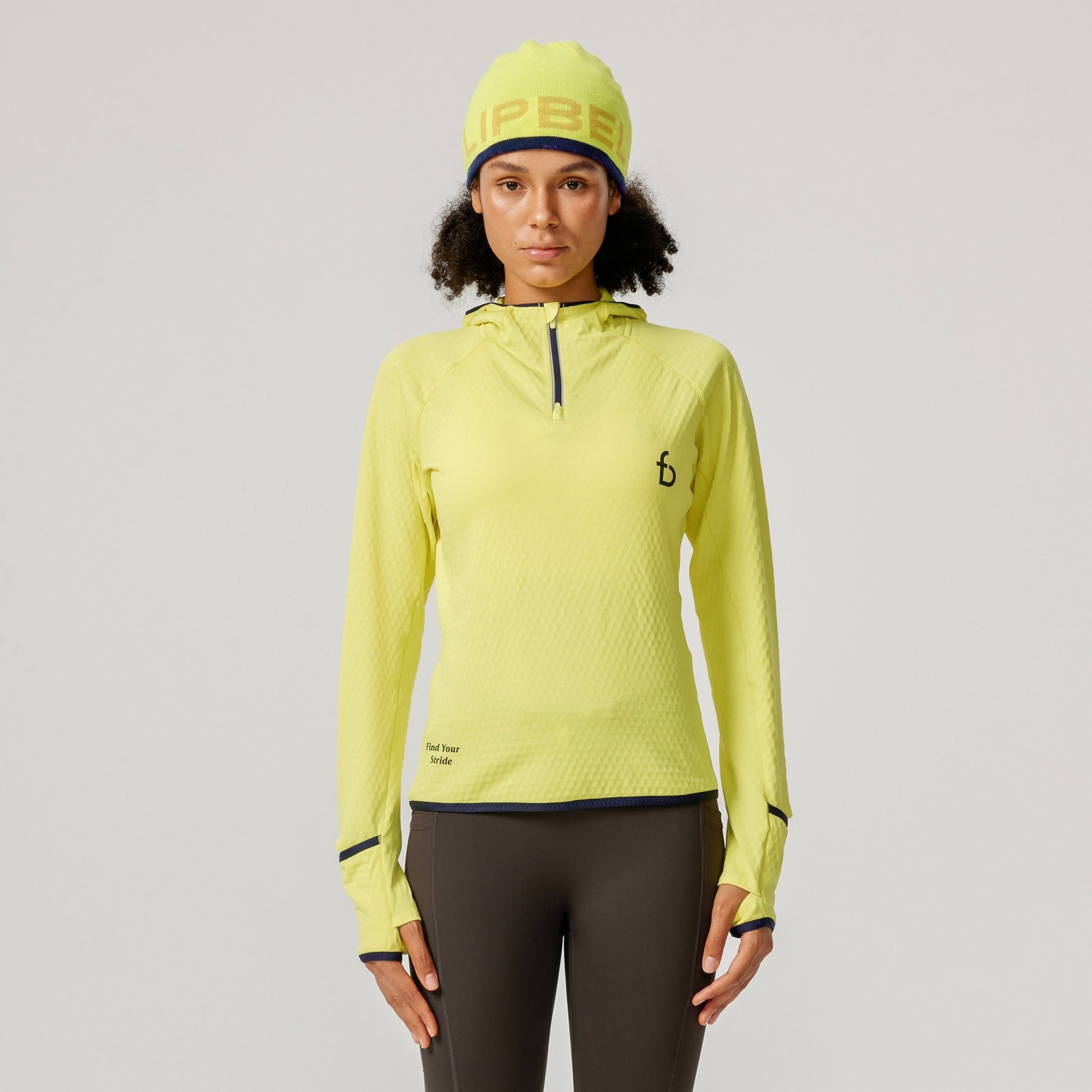 Women's Carbondale Half Zip Hoodie - FBWLH1-EYL-XS - Electric Yellow - XS - FlipBelt Sweden