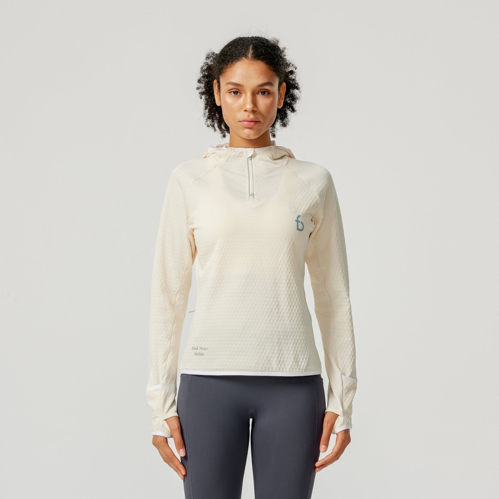 Women's Carbondale Half Zip Hoodie - FBWLH1-GWH-XS - Glacier White - XS - FlipBelt Sweden