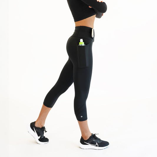 Women's Running Crops - FBCR10 - BLK - XS - Zipper Black - XS - FlipBelt Sweden