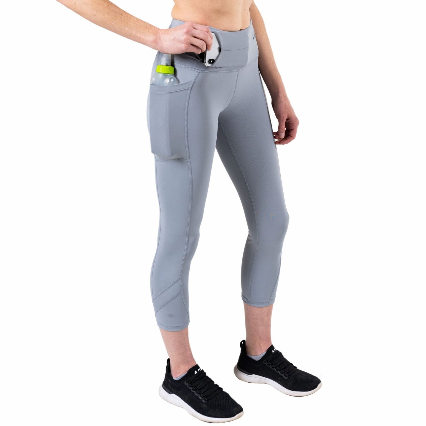 Women's Running Crops - FBCR10-LGR-XS - Zipper Light Gray - XS - FlipBelt Sweden