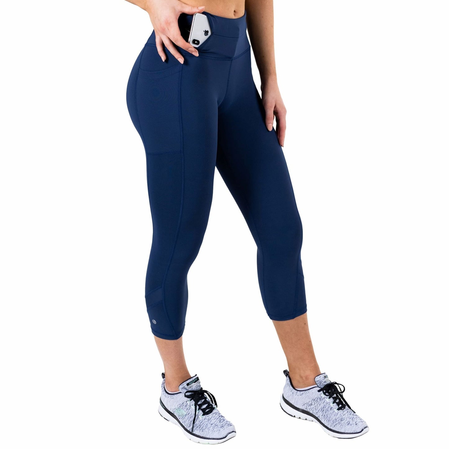 Women's Running Crops - FBCR10-MBL-XS - Zipper Midnight Blue - XS - FlipBelt Sweden
